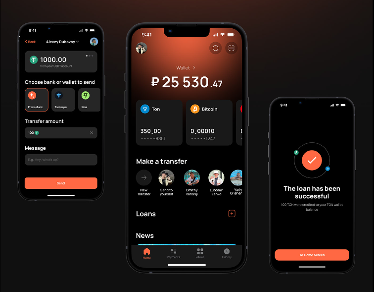 Cryptocurrency and Fintech App Interface